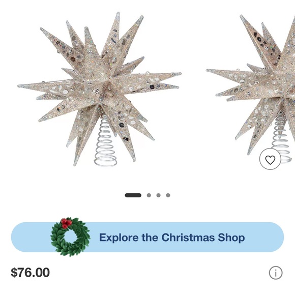 Kurt Adler 12-Inch Champagne and Silver Glitter Moravian Star Treetop - Picture 7 of 7